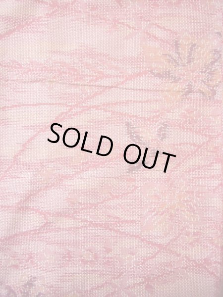 画像4: G0601Y 十日町紬 女性用着物  シルク(正絹)   ピンク, 花 【中古】 【USED】 【リサイクル】 ★★★☆☆ (4)