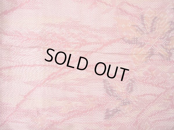 画像8: G0601Y 十日町紬 女性用着物  シルク(正絹)   ピンク, 花 【中古】 【USED】 【リサイクル】 ★★★☆☆ (8)