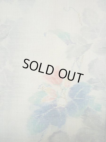 画像6: G0602E 紬 女性用着物  シルク(正絹) 淡い 青みのある グレー(灰色), 花 【中古】 【USED】 【リサイクル】 ★★★★☆ (6)