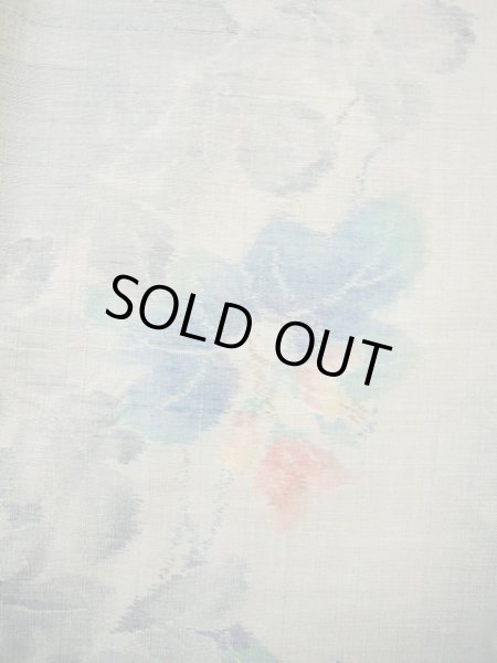 画像11: G0602E 紬 女性用着物  シルク(正絹) 淡い 青みのある グレー(灰色), 花 【中古】 【USED】 【リサイクル】 ★★★★☆ (11)