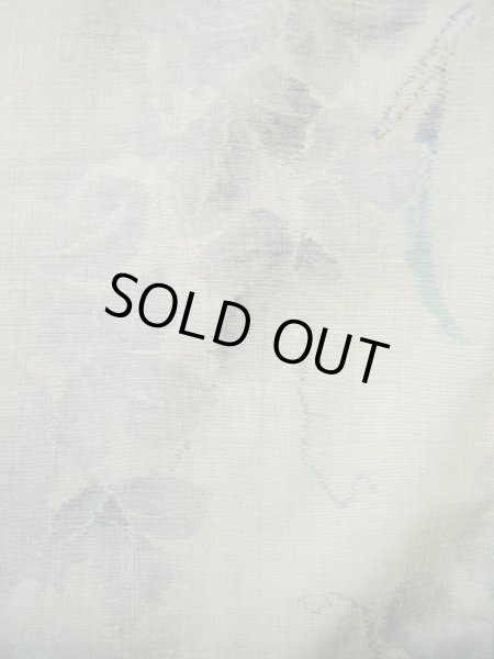 画像14: G0602E 紬 女性用着物  シルク(正絹) 淡い 青みのある グレー(灰色), 花 【中古】 【USED】 【リサイクル】 ★★★★☆ (14)