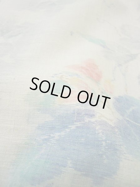 画像15: G0602E 紬 女性用着物  シルク(正絹) 淡い 青みのある グレー(灰色), 花 【中古】 【USED】 【リサイクル】 ★★★★☆ (15)