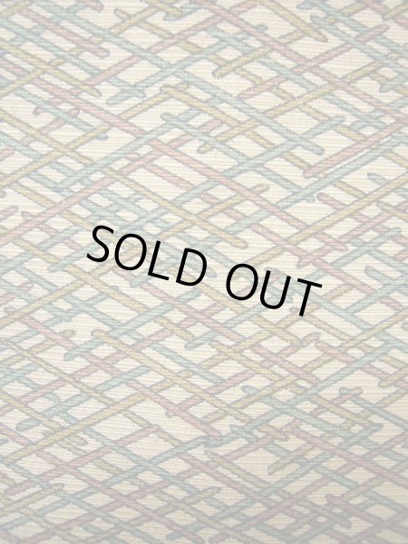 画像10: G0608I 小紋 女性用着物  シルク(正絹)   ベージュ, 菱 【中古】 【USED】 【リサイクル】 ★★★☆☆ (10)