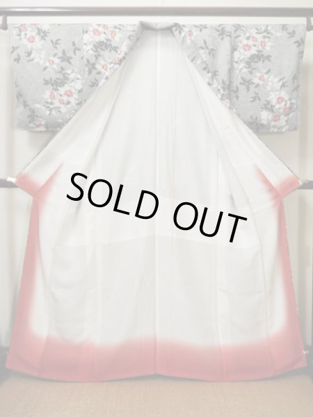 画像2: G0608X 小紋 女性用着物  シルク(正絹)   グレー(灰色), 花 【新古品】 【USED】 【リサイクル】 ★★★★★ (2)