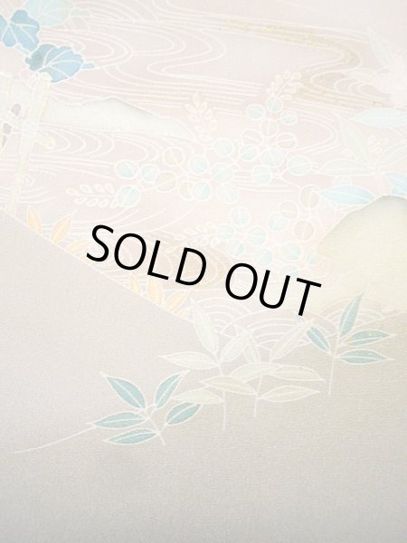 画像11: G0629K 訪問着 女性用着物  シルク（正絹） 淡い 紫がかった グレー（灰色）, 鶴 【中古】 【USED】 【リサイクル】 ★★★★☆ (11)