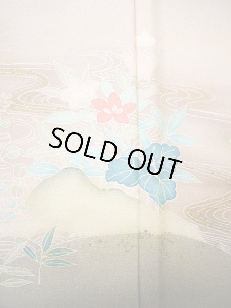 画像12: G0629K 訪問着 女性用着物  シルク（正絹） 淡い 紫がかった グレー（灰色）, 鶴 【中古】 【USED】 【リサイクル】 ★★★★☆ (12)