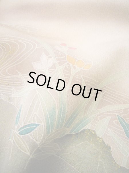 画像17: G0629K 訪問着 女性用着物  シルク（正絹） 淡い 紫がかった グレー（灰色）, 鶴 【中古】 【USED】 【リサイクル】 ★★★★☆ (17)