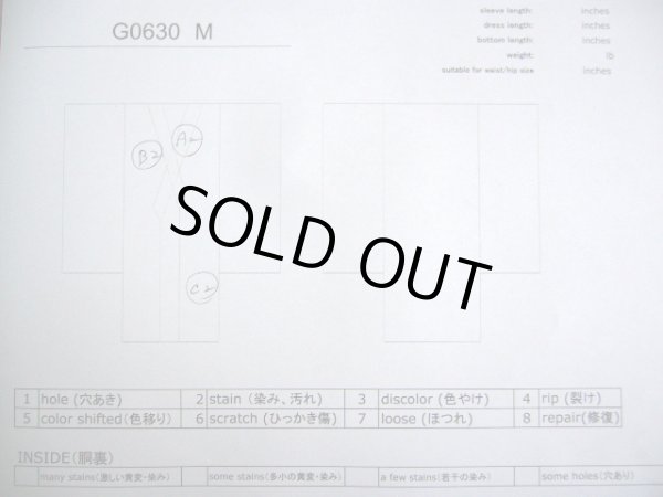 画像33: G0630M 振袖 女性用着物  シルク(正絹)  明るい ネイビー(紺), ぼたん グレーがかった【中古】 【USED】 【リサイクル】 ★★☆☆☆ (33)