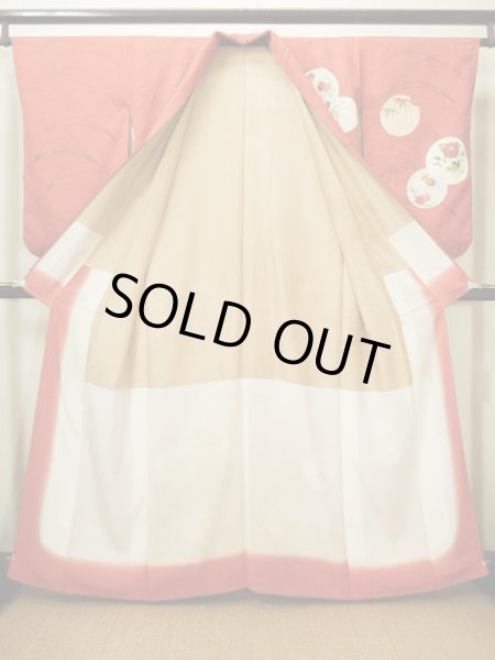 画像3: G0630S 訪問着 女性用着物  シルク(正絹)  スモーキーな オレンジ, 丸 【中古】 【USED】 【リサイクル】 ★★★☆☆ (3)