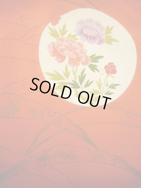 画像9: G0630S 訪問着 女性用着物  シルク(正絹)  スモーキーな オレンジ, 丸 【中古】 【USED】 【リサイクル】 ★★★☆☆ (9)