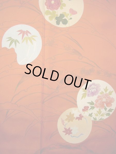 画像11: G0630S 訪問着 女性用着物  シルク(正絹)  スモーキーな オレンジ, 丸 【中古】 【USED】 【リサイクル】 ★★★☆☆ (11)