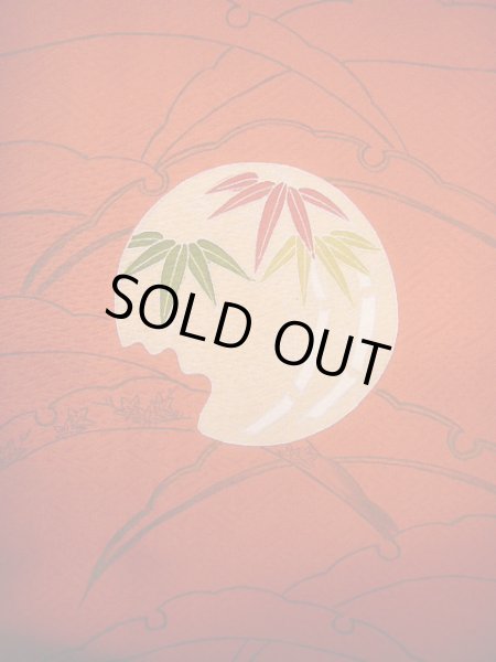 画像15: G0630S 訪問着 女性用着物  シルク(正絹)  スモーキーな オレンジ, 丸 【中古】 【USED】 【リサイクル】 ★★★☆☆ (15)