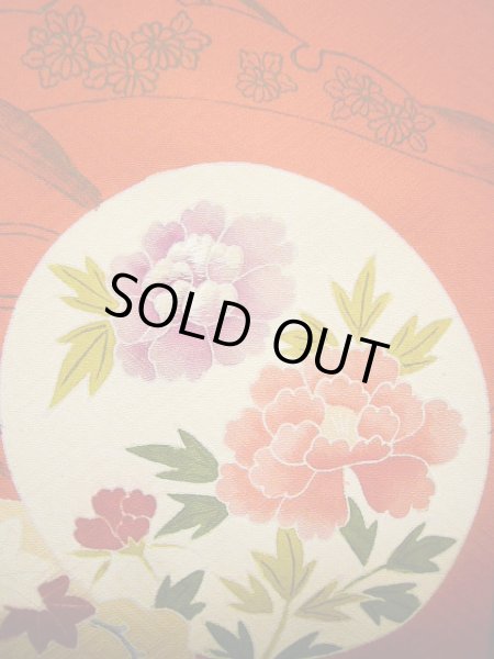 画像21: G0630S 訪問着 女性用着物  シルク(正絹)  スモーキーな オレンジ, 丸 【中古】 【USED】 【リサイクル】 ★★★☆☆ (21)