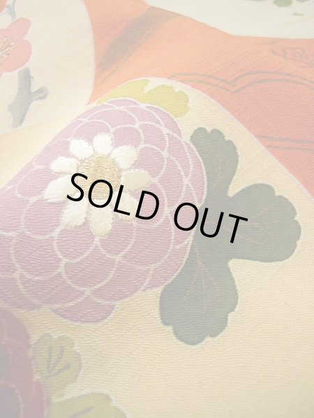 画像30: G0630S 訪問着 女性用着物  シルク(正絹)  スモーキーな オレンジ, 丸 【中古】 【USED】 【リサイクル】 ★★★☆☆ (30)