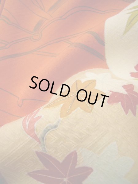 画像32: G0630S 訪問着 女性用着物  シルク(正絹)  スモーキーな オレンジ, 丸 【中古】 【USED】 【リサイクル】 ★★★☆☆ (32)