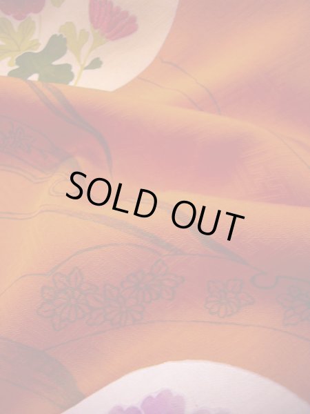 画像34: G0630S 訪問着 女性用着物  シルク(正絹)  スモーキーな オレンジ, 丸 【中古】 【USED】 【リサイクル】 ★★★☆☆ (34)