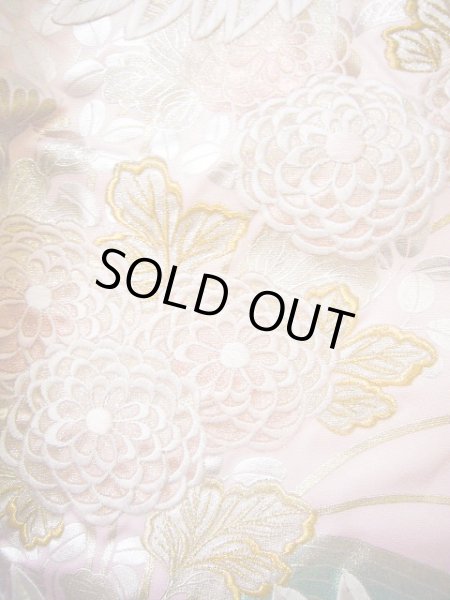 画像18: G0805F 打掛 女性用着物  シルク（正絹） シャイニーな 薄い ピンク, 鶴 【中古】 【USED】 【リサイクル】 ★★★★☆ (18)