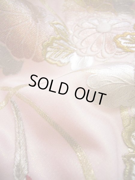 画像20: G0805F 打掛 女性用着物  シルク（正絹） シャイニーな 薄い ピンク, 鶴 【中古】 【USED】 【リサイクル】 ★★★★☆ (20)