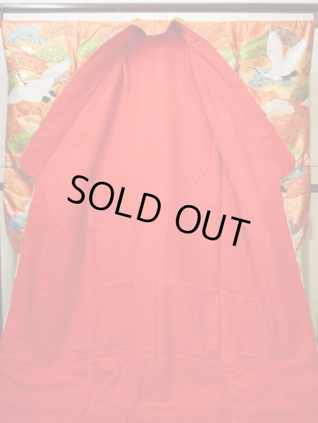 画像5: G0805I 打掛 女性用着物  シルク(正絹)  シャイニーな 朱赤, 鶴 【中古】 【USED】 【リサイクル】 ★★★★☆ (5)