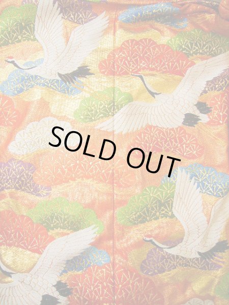 画像6: G0805I 打掛 女性用着物  シルク(正絹)  シャイニーな 朱赤, 鶴 【中古】 【USED】 【リサイクル】 ★★★★☆ (6)