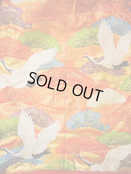 画像8: G0805I 打掛 女性用着物  シルク(正絹)  シャイニーな 朱赤, 鶴 【中古】 【USED】 【リサイクル】 ★★★★☆ (8)