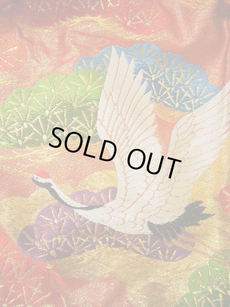 画像10: G0805I 打掛 女性用着物  シルク(正絹)  シャイニーな 朱赤, 鶴 【中古】 【USED】 【リサイクル】 ★★★★☆ (10)