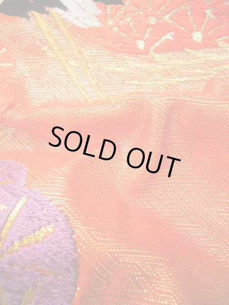 画像15: G0805I 打掛 女性用着物  シルク(正絹)  シャイニーな 朱赤, 鶴 【中古】 【USED】 【リサイクル】 ★★★★☆ (15)