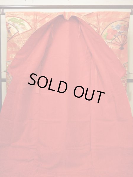 画像5: G0805L 打掛 女性用着物  シルク(正絹)  スモーキーな オレンジ, 扇 【中古】 【USED】 【リサイクル】 ★★★★☆ (5)