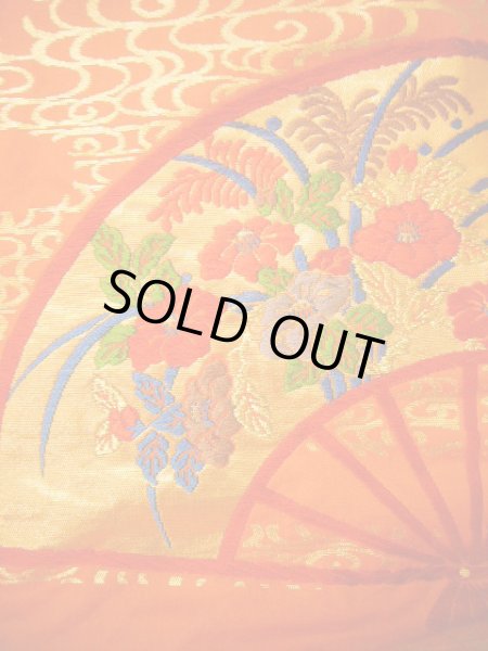 画像15: G0805L 打掛 女性用着物  シルク(正絹)  スモーキーな オレンジ, 扇 【中古】 【USED】 【リサイクル】 ★★★★☆ (15)