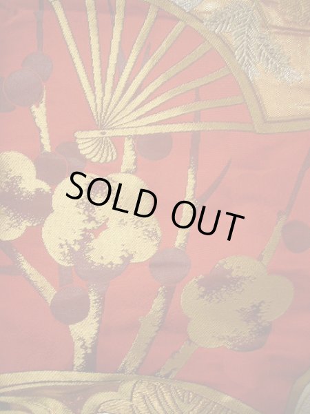 画像12: G0805O 打掛 女性用着物  シルク(正絹)  深い 赤, 扇 【中古】 【USED】 【リサイクル】 ★★★★☆ (12)