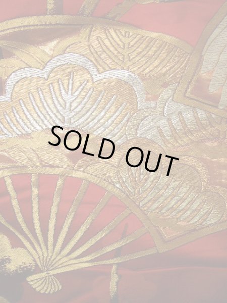 画像13: G0805O 打掛 女性用着物  シルク(正絹)  深い 赤, 扇 【中古】 【USED】 【リサイクル】 ★★★★☆ (13)