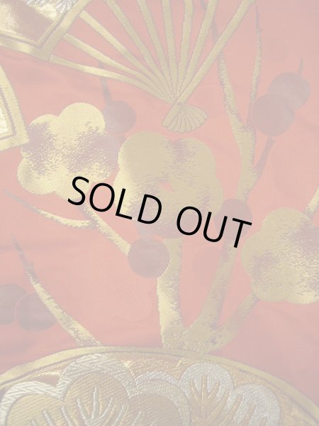 画像14: G0805O 打掛 女性用着物  シルク(正絹)  深い 赤, 扇 【中古】 【USED】 【リサイクル】 ★★★★☆ (14)