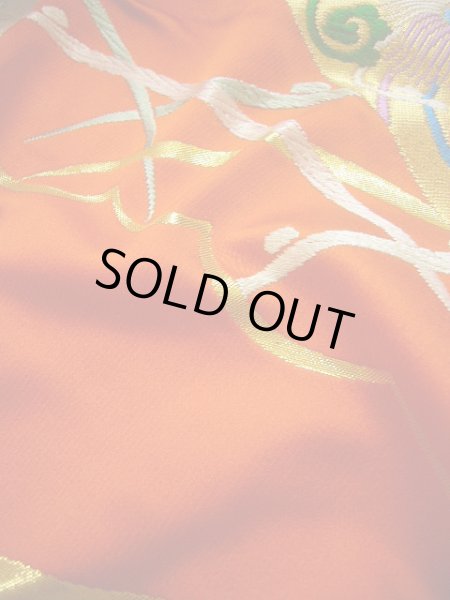 画像17: G0805S 打掛 女性用着物  シルク(正絹)   朱赤, 扇 【中古】 【USED】 【リサイクル】 ★★★★☆ (17)