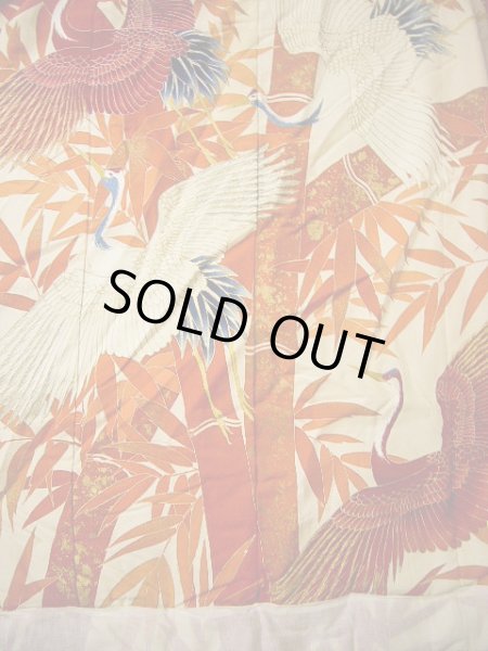 画像7: G0805Z 打掛 女性用着物 友禅、裾カバー シルク(正絹)   朱赤, 鶴 【中古】 【USED】 【リサイクル】 ★★★☆☆ (7)