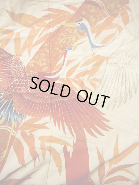 画像12: G0805Z 打掛 女性用着物 友禅、裾カバー シルク(正絹)   朱赤, 鶴 【中古】 【USED】 【リサイクル】 ★★★☆☆ (12)