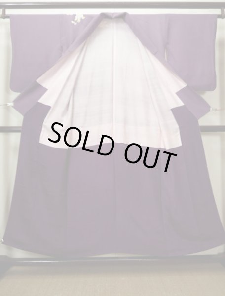 画像3: G1027L 訪問着 女性用着物 錦紗縮緬　 シルク（正絹）   藤, 桜 【中古】 【USED】 【リサイクル】 ★★☆☆☆ (3)