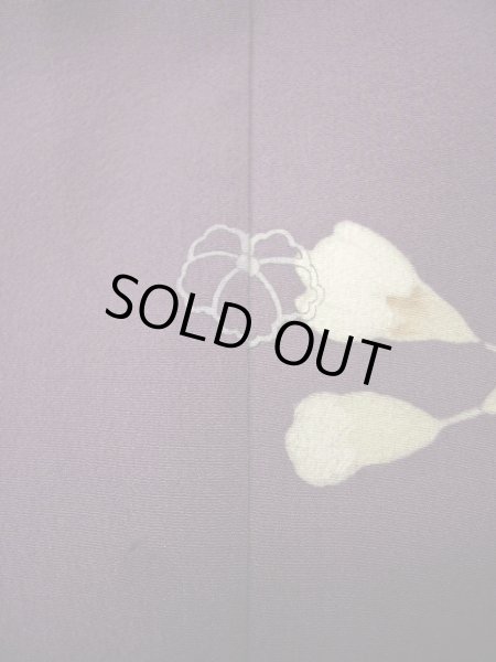 画像4: G1027L 訪問着 女性用着物 錦紗縮緬　 シルク（正絹）   藤, 桜 【中古】 【USED】 【リサイクル】 ★★☆☆☆ (4)