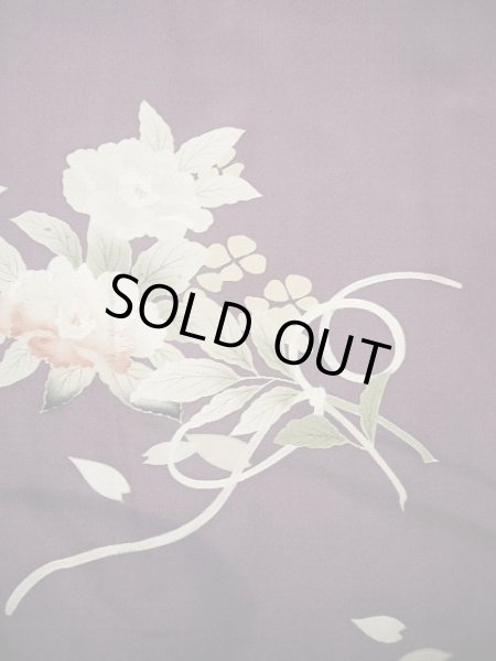 画像7: G1027L 訪問着 女性用着物 錦紗縮緬　 シルク（正絹）   藤, 桜 【中古】 【USED】 【リサイクル】 ★★☆☆☆ (7)