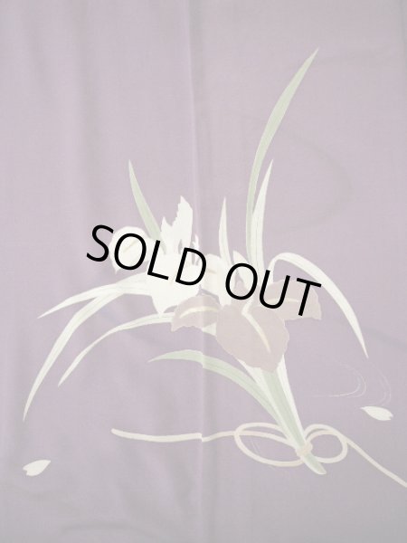 画像8: G1027L 訪問着 女性用着物 錦紗縮緬　 シルク（正絹）   藤, 桜 【中古】 【USED】 【リサイクル】 ★★☆☆☆ (8)