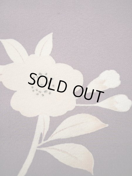 画像9: G1027L 訪問着 女性用着物 錦紗縮緬　 シルク（正絹）   藤, 桜 【中古】 【USED】 【リサイクル】 ★★☆☆☆ (9)