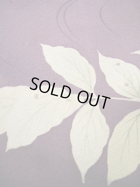 画像14: G1027L 訪問着 女性用着物 錦紗縮緬　 シルク（正絹）   藤, 桜 【中古】 【USED】 【リサイクル】 ★★☆☆☆ (14)