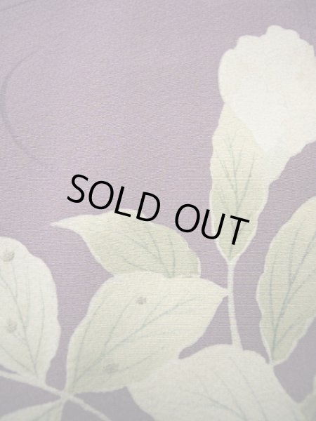 画像15: G1027L 訪問着 女性用着物 錦紗縮緬　 シルク（正絹）   藤, 桜 【中古】 【USED】 【リサイクル】 ★★☆☆☆ (15)