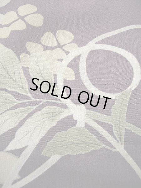 画像18: G1027L 訪問着 女性用着物 錦紗縮緬　 シルク（正絹）   藤, 桜 【中古】 【USED】 【リサイクル】 ★★☆☆☆ (18)