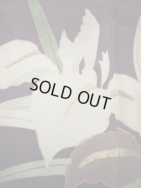 画像19: G1027L 訪問着 女性用着物 錦紗縮緬　 シルク（正絹）   藤, 桜 【中古】 【USED】 【リサイクル】 ★★☆☆☆ (19)