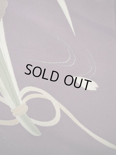 画像21: G1027L 訪問着 女性用着物 錦紗縮緬　 シルク（正絹）   藤, 桜 【中古】 【USED】 【リサイクル】 ★★☆☆☆ (21)