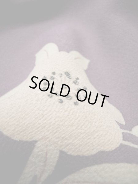 画像22: G1027L 訪問着 女性用着物 錦紗縮緬　 シルク（正絹）   藤, 桜 【中古】 【USED】 【リサイクル】 ★★☆☆☆ (22)