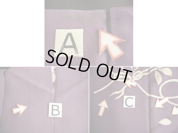 画像27: G1027L 訪問着 女性用着物 錦紗縮緬　 シルク（正絹）   藤, 桜 【中古】 【USED】 【リサイクル】 ★★☆☆☆ (27)