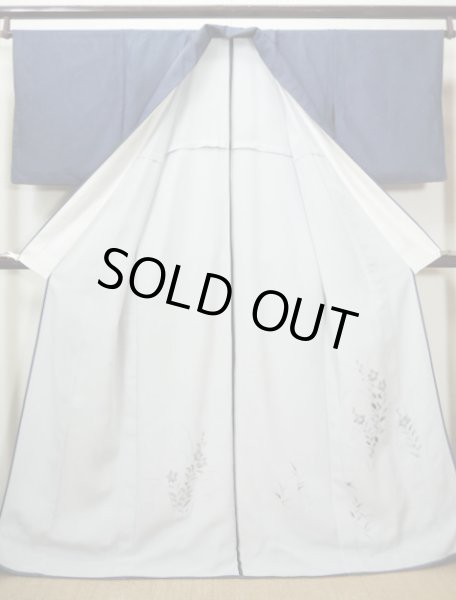 画像3: G1027R 訪問着 女性用着物 二重紗 シルク(正絹)  スモーキーな 青, ききょう 【中古】 【USED】 【リサイクル】 ★★★☆☆ (3)