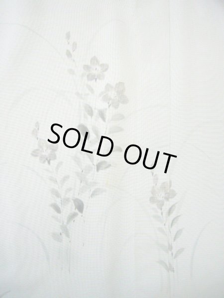 画像13: G1027R 訪問着 女性用着物 二重紗 シルク(正絹)  スモーキーな 青, ききょう 【中古】 【USED】 【リサイクル】 ★★★☆☆ (13)