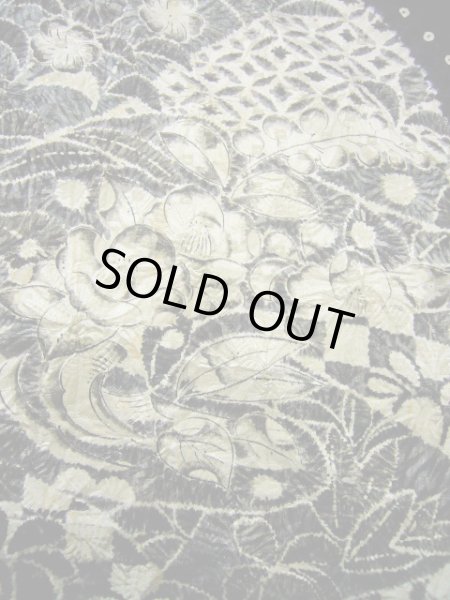 画像20: G1102L 訪問着 女性用着物 辻が花、嘘つき袖付き シルク（正絹）   黒, 小さな点々 【中古】 【USED】 【リサイクル】 ★★☆☆☆ (20)